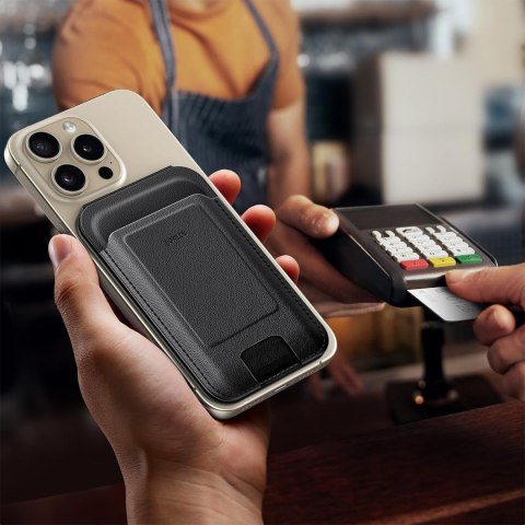 Portfel na karty Magnetic Wallet MagSafe z podstawką - czarny
