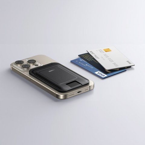 Portfel na karty Magnetic Wallet MagSafe z podstawką - czarny