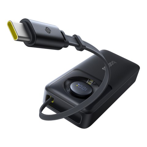 Powerbank 10000mAh 30W z portem USB-C i rozwijanym kablem USB-C Free2Pull - czarny