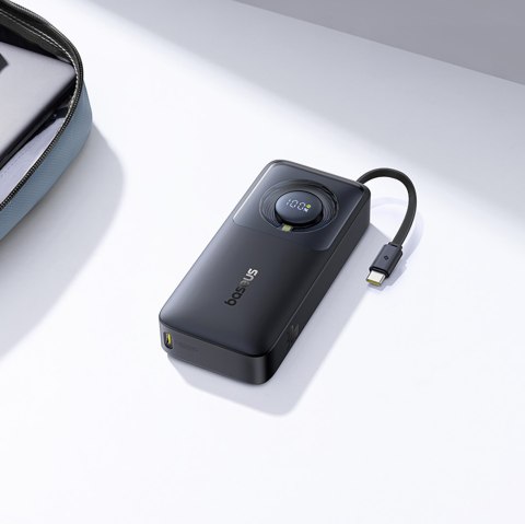 Powerbank 10000mAh 30W z portem USB-C i rozwijanym kablem USB-C Free2Pull - czarny