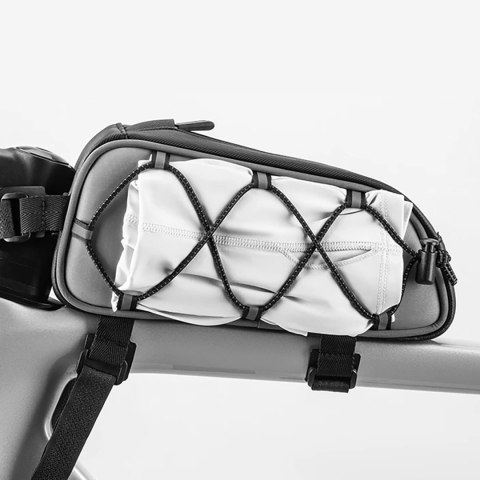 Torba sakwa rowerowa mocowana na ramę 0.9l - srebrna