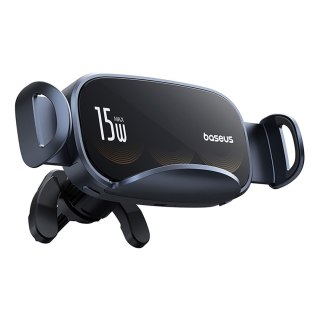 Uchwyt samochodowy na kratkę z ładowarką indukcyjną z potrójną cewką - czarny