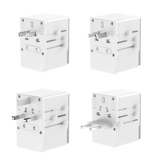 Uniwersalana ładowarka adapter podróżny 65W EU / US / JP / AUS / UK 2x USB-C 2x USB-A - biały