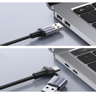 Adapter przejściówka HDMI (żeński) - USB-A / USB-C (męski) - szary
