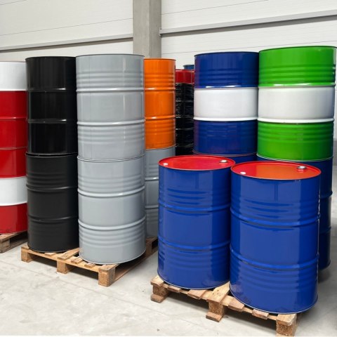 Beczka stalowa metalowa TH 216.5L z rowkami korki 3/4 i 2 w wieku - MIX KOLORÓW