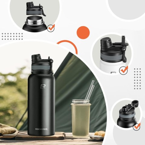 Bidon rowerowy butelka termiczna na napoje stal nierdzewna 530ml - czarny