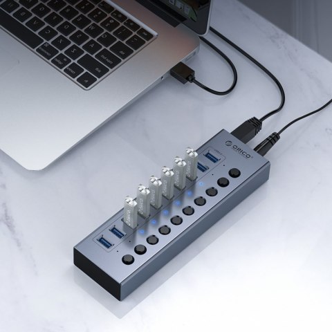 Hub BT2U3-16AB z włącznikami 16x USB-A - szary