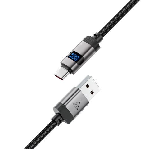 Kabel przewód USB-A - USB-C z wyświetlaczem 480Mb/s 66W 1.2m - czarny