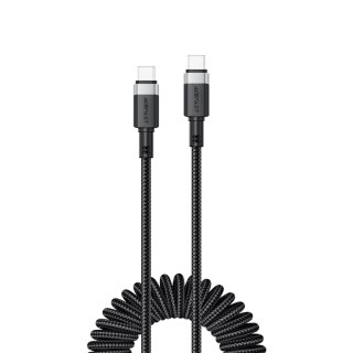 Kabel przewód spiralny USB-C - USB-C 480Mb/s 3A 1.2m - czarny