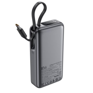 Powerbank 10000mAh PD30W z wbudowanym kablem USB-C - czarny