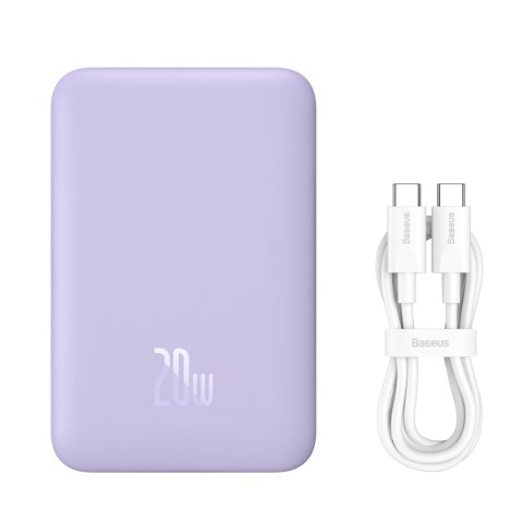 Powerbank magnetyczny indukcyjny 10000mAh 20W + kabel USB-C - fioletowy