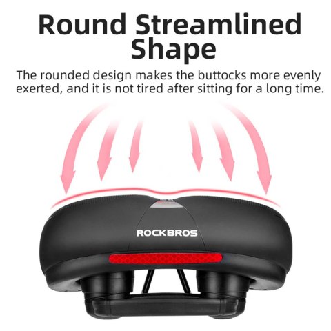 Wygodne komfortowe siodełko rowerowe z odblaskami - czarno-czerwone