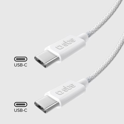 Kabel przewód w oplocie USB-C 60W 1.5m - szary