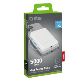 Powerbank 5000 mAh USB-C kompatybilny z MagSafe - biały