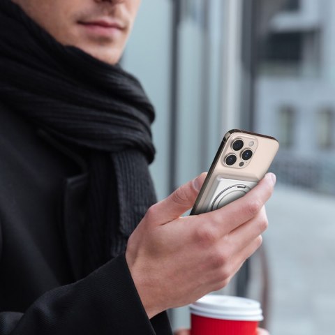 Powerbank K28 10000mAh z MagSafe z metalową obudową i podstawką PD 22.5W - szary