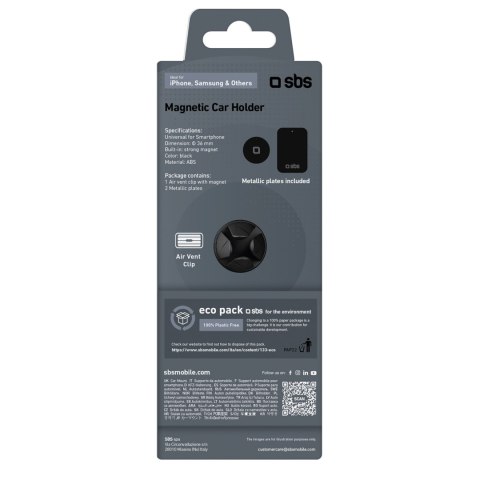 Uchwyt samochodowy magnetyczny na smartfona śr. 36 mm na kratkę nawiewu - czarny