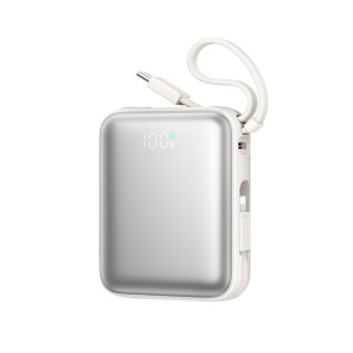 Powerbank 10000mAh 22.5W z wbudowanymi kablami USB-C Lightning - biały