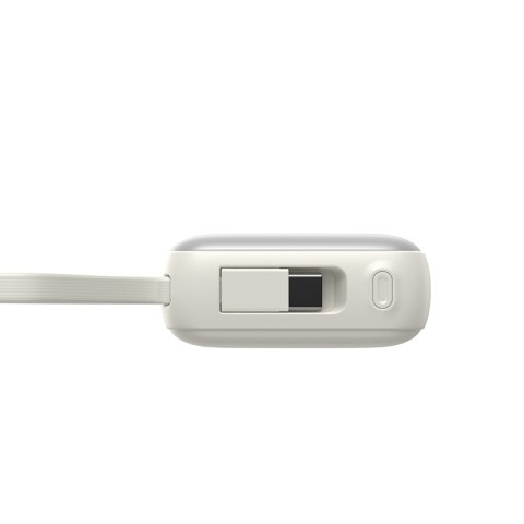 Powerbank 10000mAh 22.5W z wbudowanymi kablami USB-C Lightning - biały