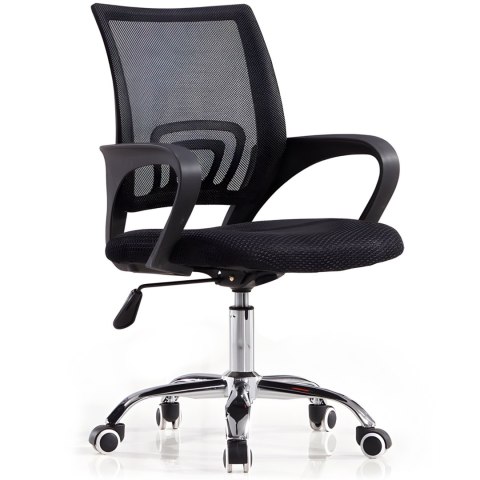 Fotel biurowy obrotowy na kółkach z siatki do 150 kg - czarny