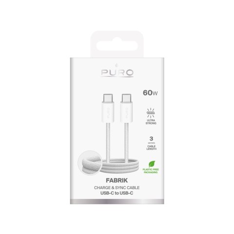 Kabel przewód USB-C w oplocie Fabrik 4 240W 1m - biały