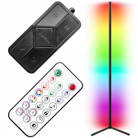 Lampa podłogowa narożna z pilotem 256 barw RGB LED 150 cm