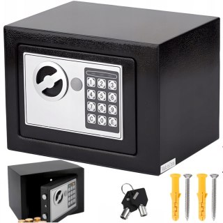 Sejf elektroniczny na klucz kod do domu biura STAL 23 x 17 x 17 cm