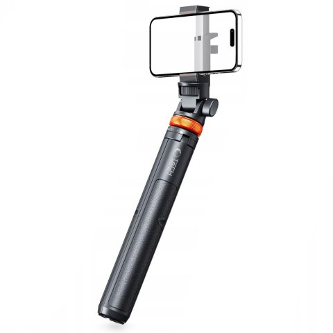 Selfie stick kijek do zdjęć Bluetooth z pilotem tripodem głowicą 148cm - czarny