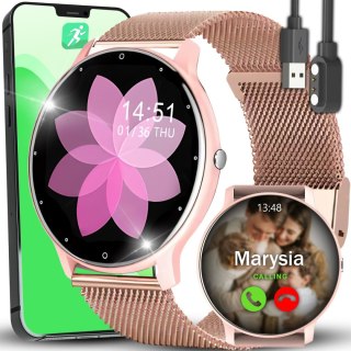 Smartwatch zegarek damski wodoodporny krokomierz pomiar tętna IPS 1.28''