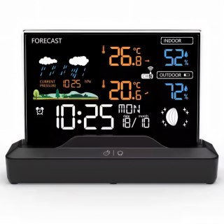 Stacja pogodowa bezprzewodowa zegar termometr higrometr barometr 1 czujnik 80 m LCD