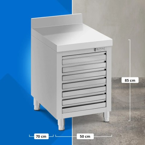 Szafka gastronomiczna na ciasto do pizzy z rantem 7 szuflad 50 x 70 cm