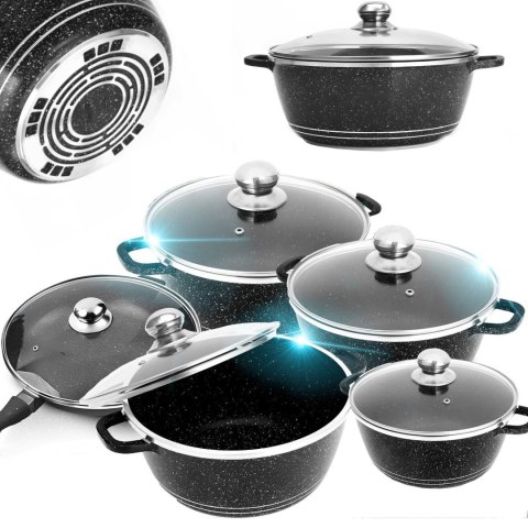 Zestaw garnków patelnia z powłoką ceramiczną pokrywkami - 12 el.