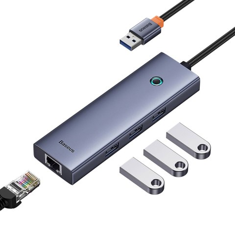 4w1 HUB adapter USB-A RJ45 - szary