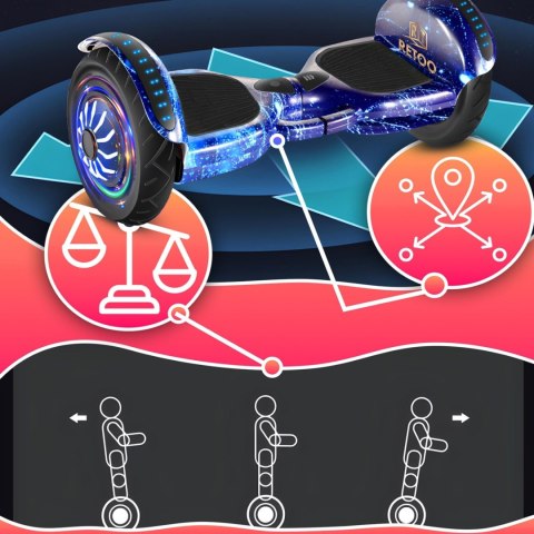 Deskorolka elektryczna Hoverboard z głośnikiem Bluetooth światłem LED ochraniaczami 6.5''