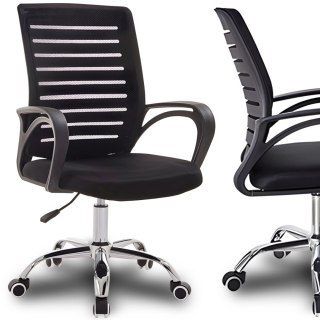 Fotel biurowy obrotowy na kółkach wentylowany do 150 kg - czarny