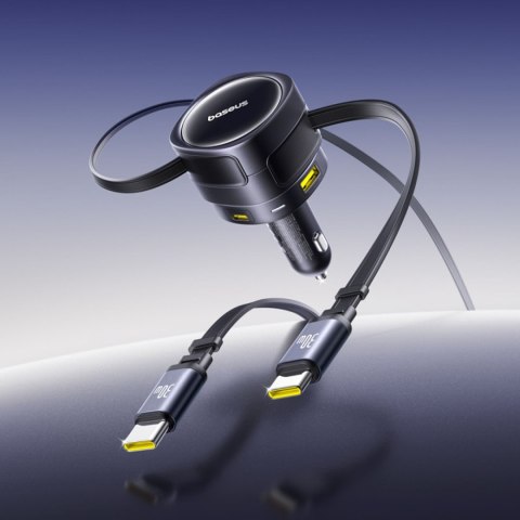 Ładowarka samochodowa ze zwijanymi kablami USB-C USB-A 90W