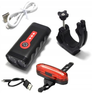 Lampka rowerowa akumulatorowa przód tył 4 tryby 4400 mAh - 2 szt.