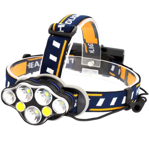Latarka czołowa czołówka akumulatorowa wodoodporna 8 trybów LED