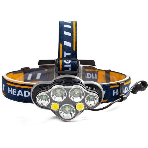 Latarka czołowa czołówka akumulatorowa wodoodporna 8 trybów LED