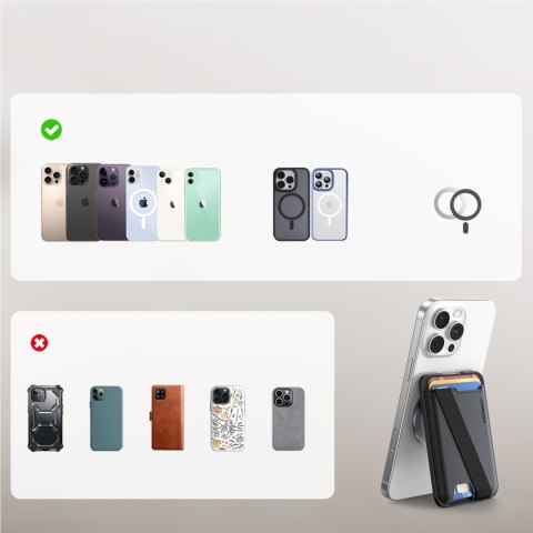 Portfel magnetyczny na 3 karty kompatybilny z MagSafe - czarny