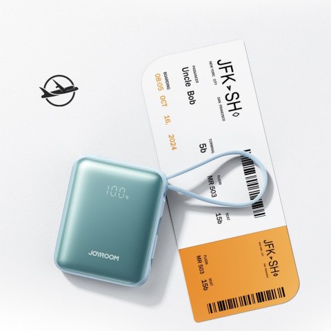 Powerbank 10000mAh 22.5W z wbudowanymi kablami - niebieski