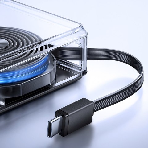 Powerbank 10000mAh 22.5W ze zwijanym kablem USB-C - czarny