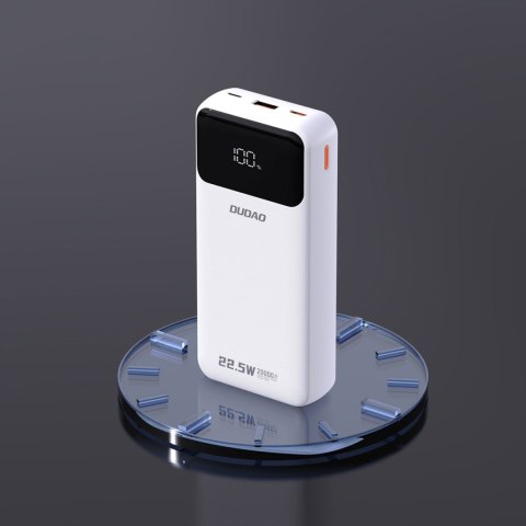 Powerbank 20000mAh 22.5W PD USB-C USB-A z wbudowanymi kablami iPhone Lightning USB-C - biały