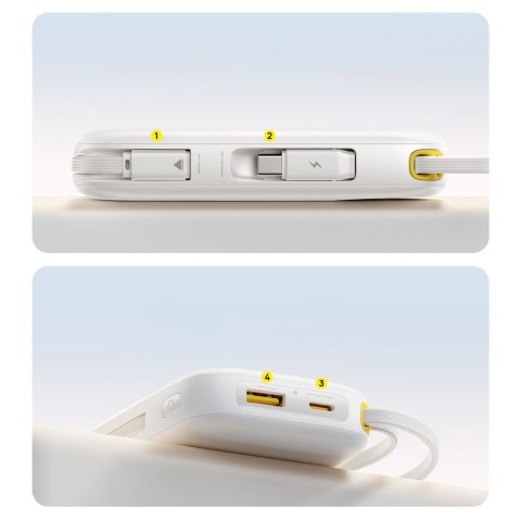 Powerbank 20000mAh 22.5W z wyświetlaczem kablami USB-C iPhone Lightning - biały