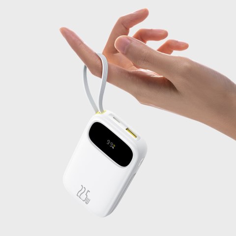 Powerbank 20000mAh 22.5W z wyświetlaczem kablami USB-C iPhone Lightning - biały