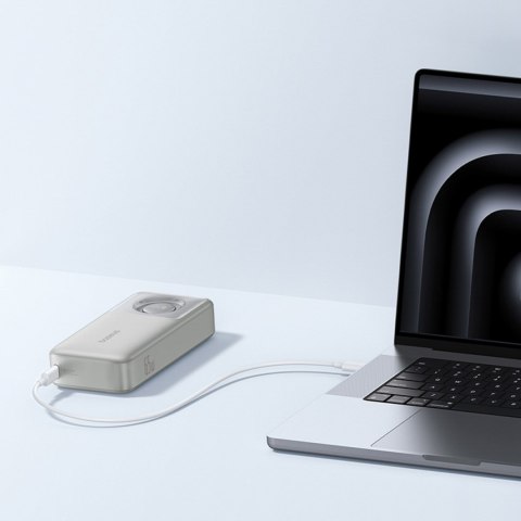 Powerbank 20000mAh 65W ze zwijanym kablem USB-C - szary