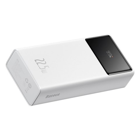 Powerbank 30000mAh 22.5W z kablem USB-A - USB-C 3A 30cm - biały