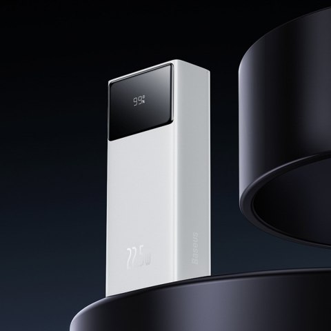 Powerbank 30000mAh 22.5W z kablem USB-A - USB-C 3A 30cm - biały