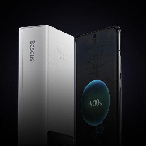 Powerbank 30000mAh 22.5W z kablem USB-A - USB-C 3A 30cm - biały