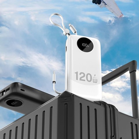 Powerbank K13 Pro 20000mAh z wbudowanym kablem - biały