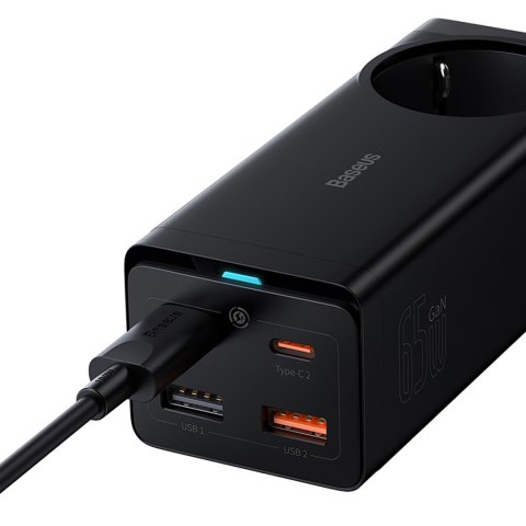 Stacja ładująca przedłużacz GaN3 USB-C USB-A gniazdo EU z kablem USB-C 100W 1m